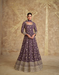 Royal Purple Georgette Embroidered Anarkali Suit with Dupatta