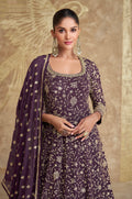 Royal Purple Georgette Embroidered Anarkali Suit with Dupatta