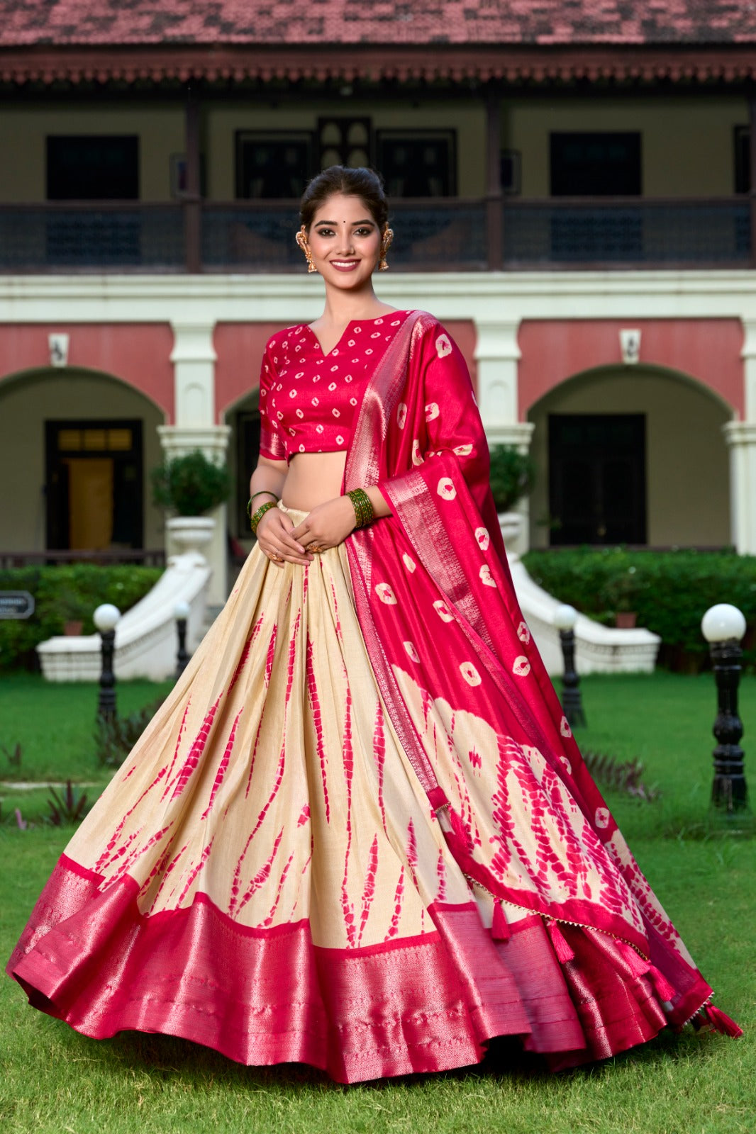 Shibori Print Dola Silk Lehenga Choli