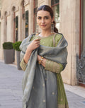 Olive Green Embroidered Palazzo Suit with Dupatta