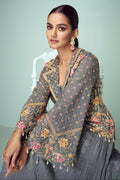 Slate Grey Sharara Suit with Intricate Embroidery