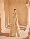 Beige Georgette Chikankari Anarkali Suit with Embroidered Dupatta