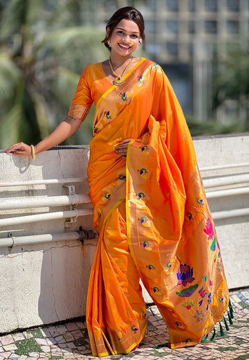 Women's Designer Banarasi Paithani Silk with Meenakari Pallu Saree