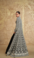 Black and White Georgette Anarkali with Heavy Embroidered Jacket