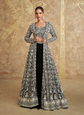 Black and White Georgette Anarkali with Heavy Embroidered Jacket