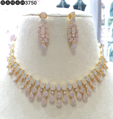 American Diamond Antique Stone Necklace Set