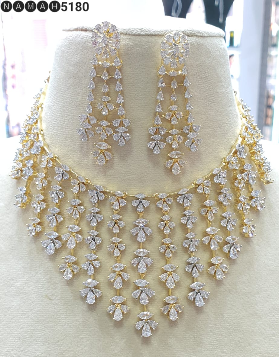 American Diamond Antique Stone Necklace Set