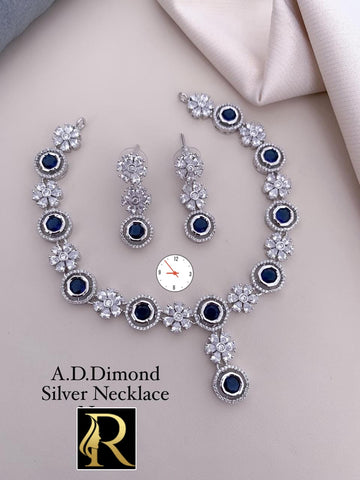 American Diamond And Stone Beautiful Necklace with Earrings