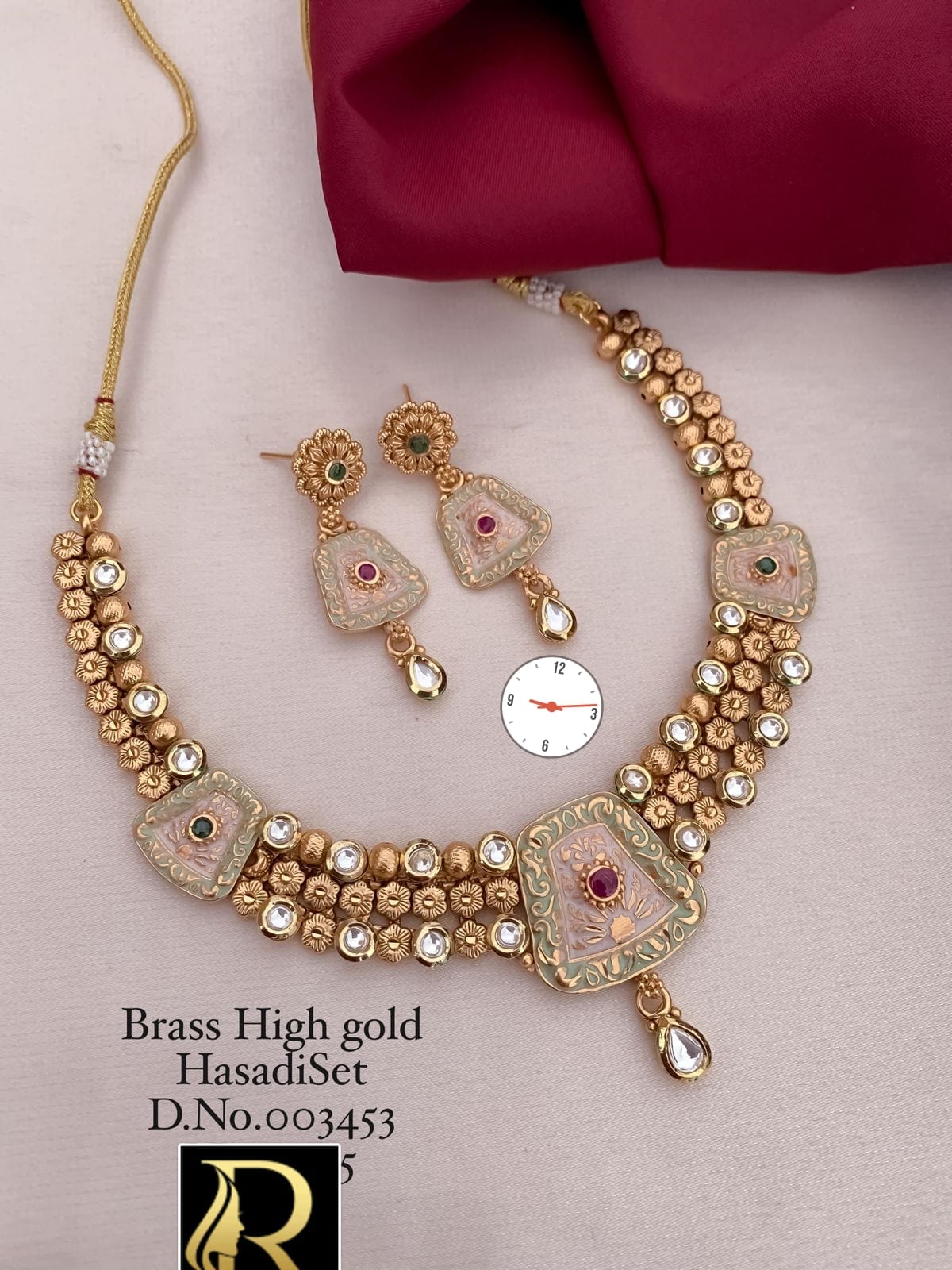 Antique Rajwadi Hasadi Choker Set With Beautiful Earrings