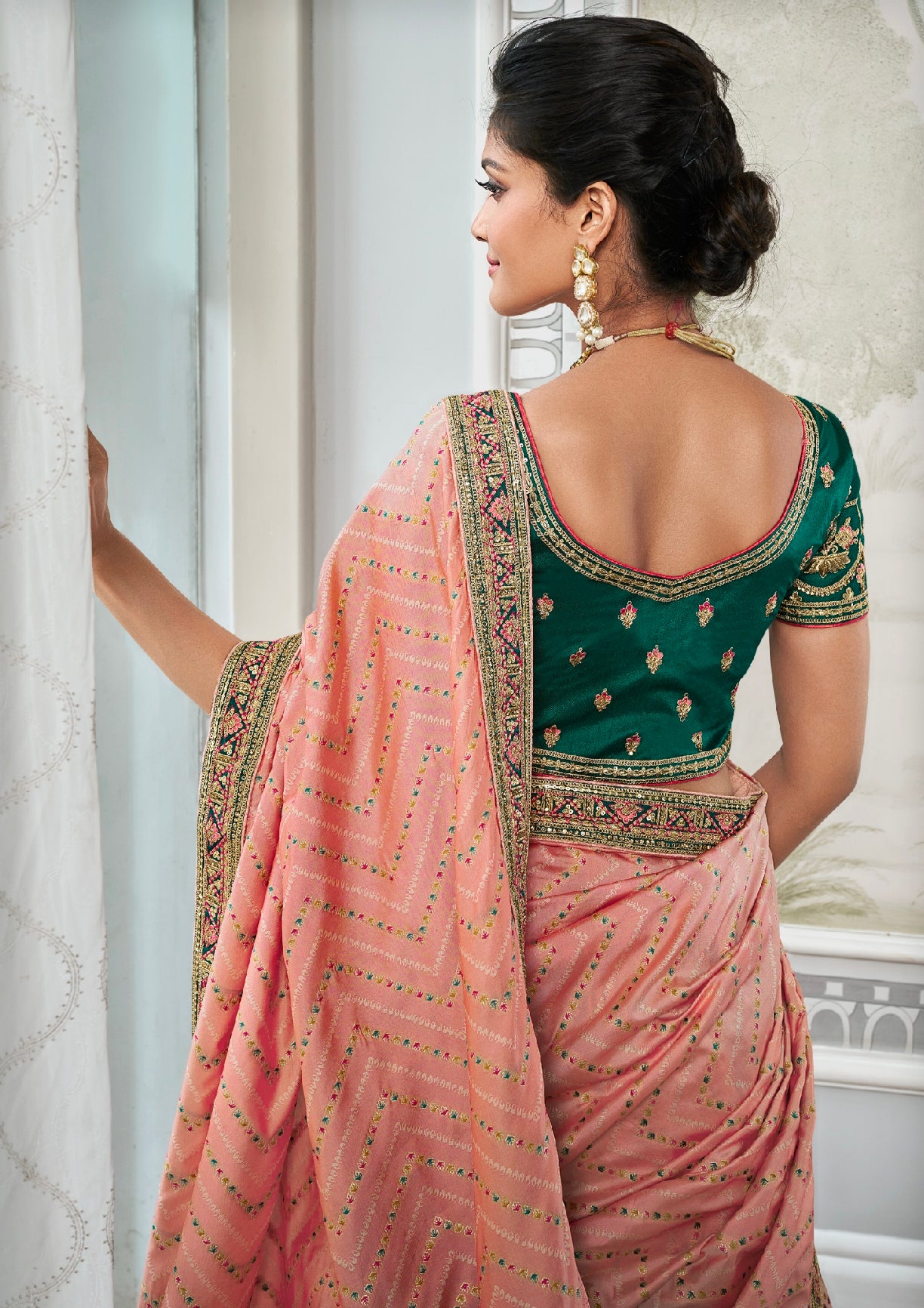 Multicolor Banarasi Silk Lehenga Choli with Zarkan Embroidery Work