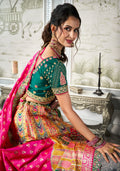 Magenta Banarasi Silk Lehenga Choli with Zarkan Codding Work