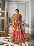 Orange & Gold Banarasi Silk Lehenga Choli with Zarkan Work