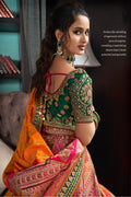 Yellow Banarasi Silk Lehenga Choli with Zarkan Codding Work