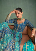 Blue Georgette Anarkali with Heavy Embroidered Dupatta