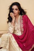 Ivory Viscose Jacquard Silk Straight-Cut Suit & Embroidered Dupatta