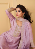 Mauve Viscose Jacquard Silk Straight-Cut Suit & Embroidered Dupatta