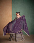 Violet Georgette Bridal Lehenga with Heavy Embroidery