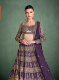 Violet Georgette Bridal Lehenga with Heavy Embroidery