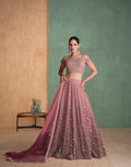 Rose Pink Bridal Lehenga with Mirror and Thread Work