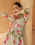 Mint Green Floral Embroidered Gown in Chinon Silk with Dupatta