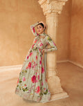 Mint Green Floral Embroidered Gown in Chinon Silk with Dupatta