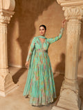 Seafoam Green Embroidered Gown with Premium Chinon Silk & Dupatta