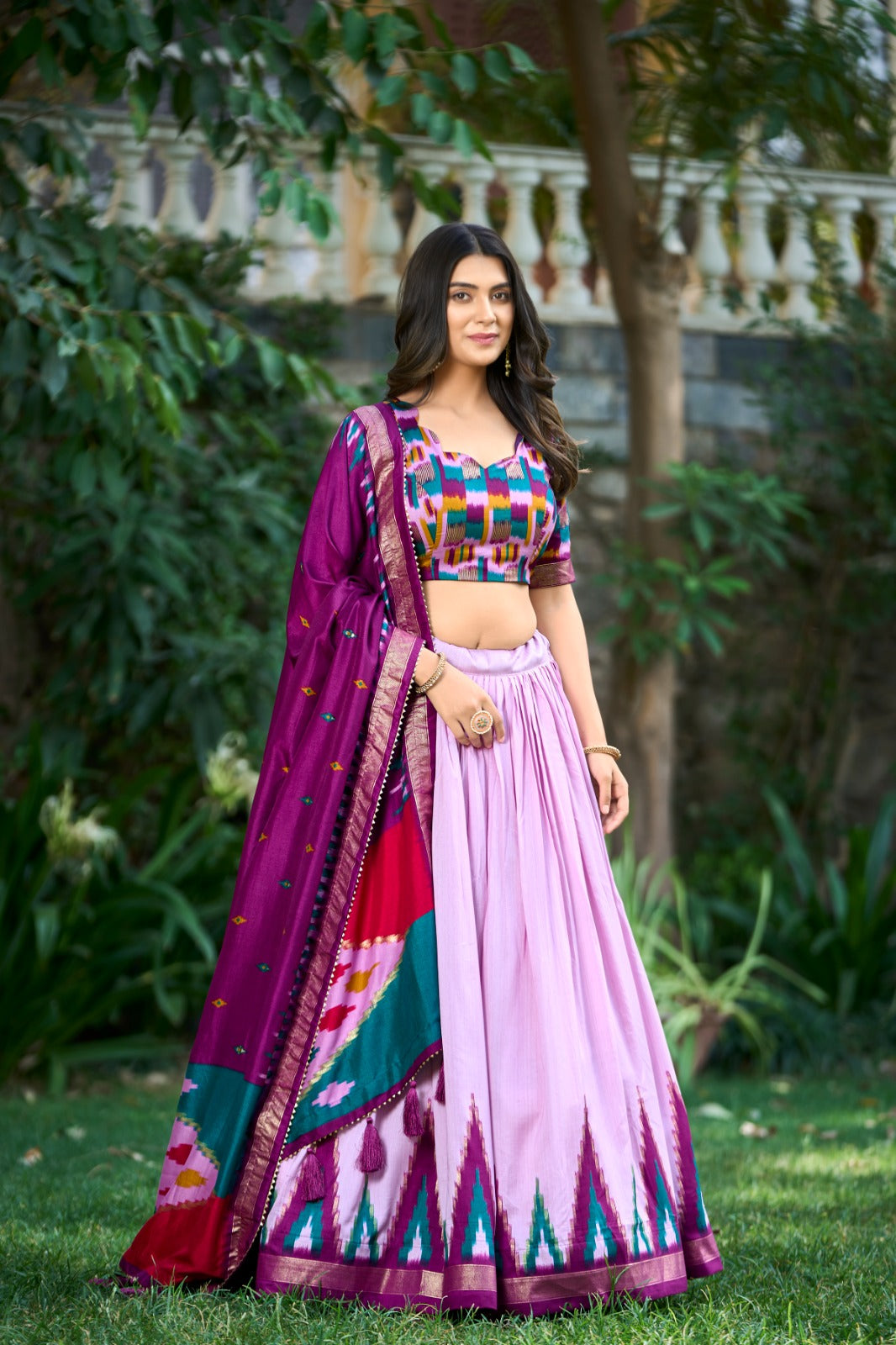 Tussar Silk Floral Print Lehenga Choli