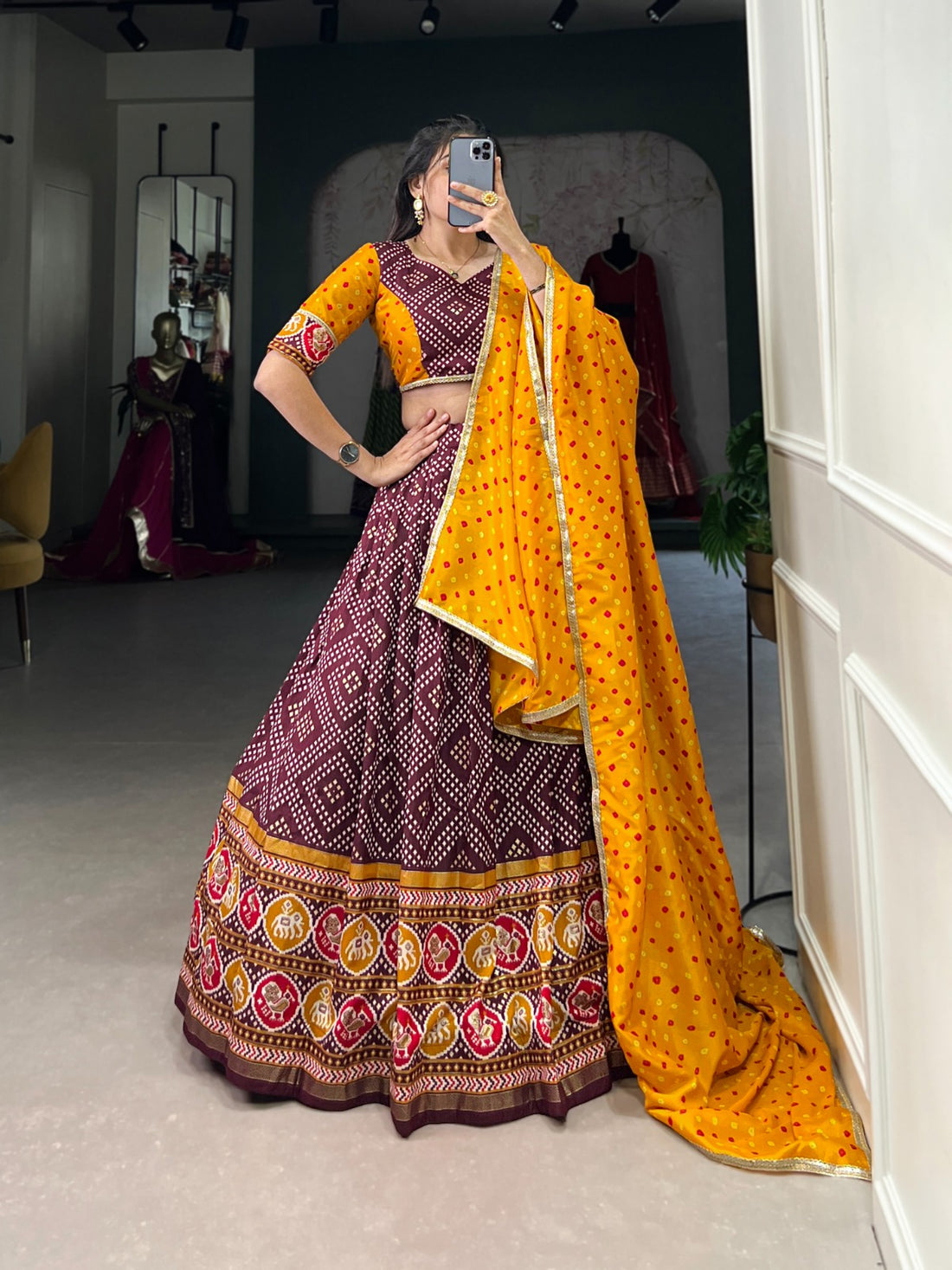 Bandhej & Patola Print Lehenga Choli