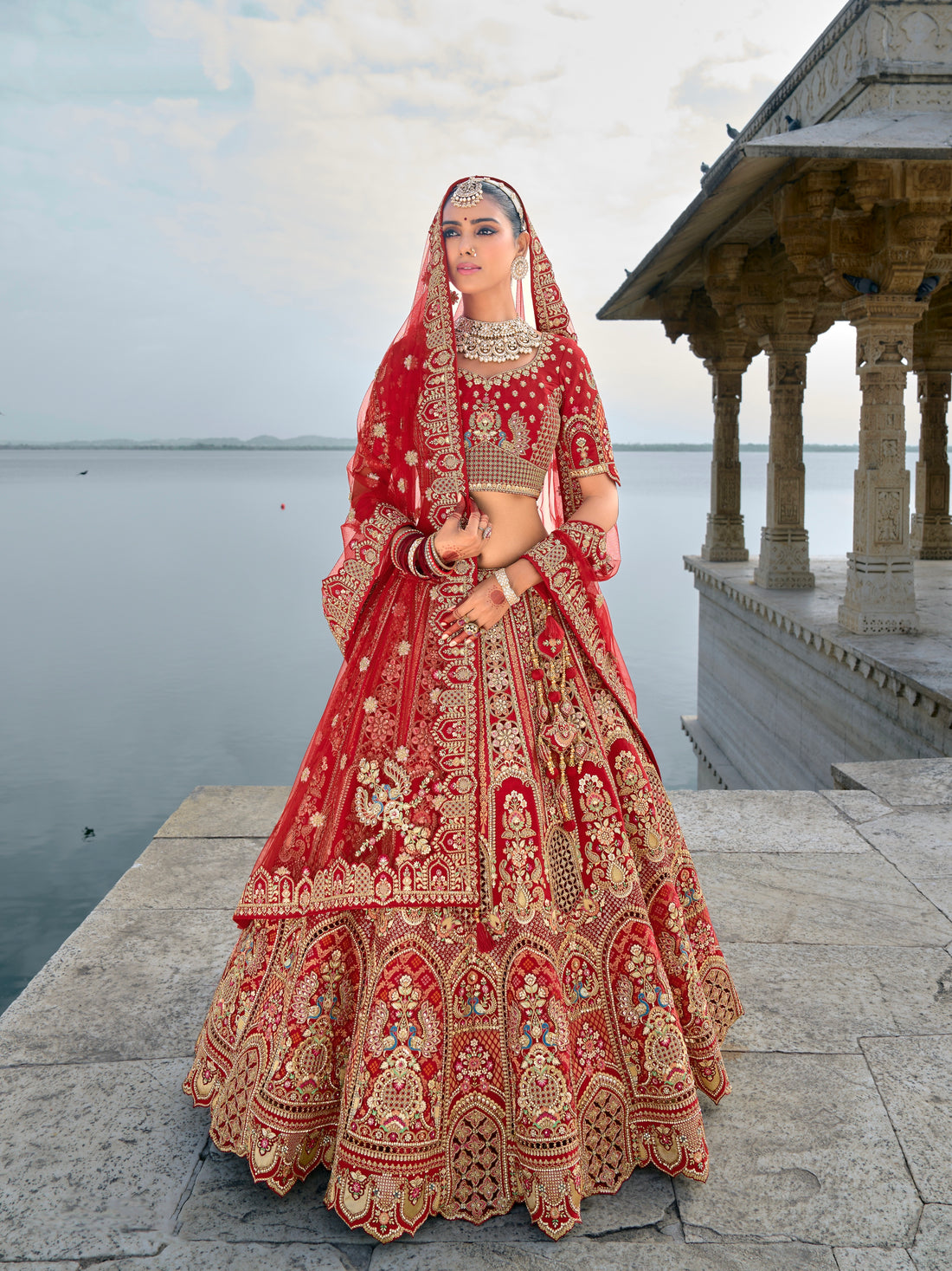 Red Bridal Lehenga with Royal Embroidery and Opulent Detailing