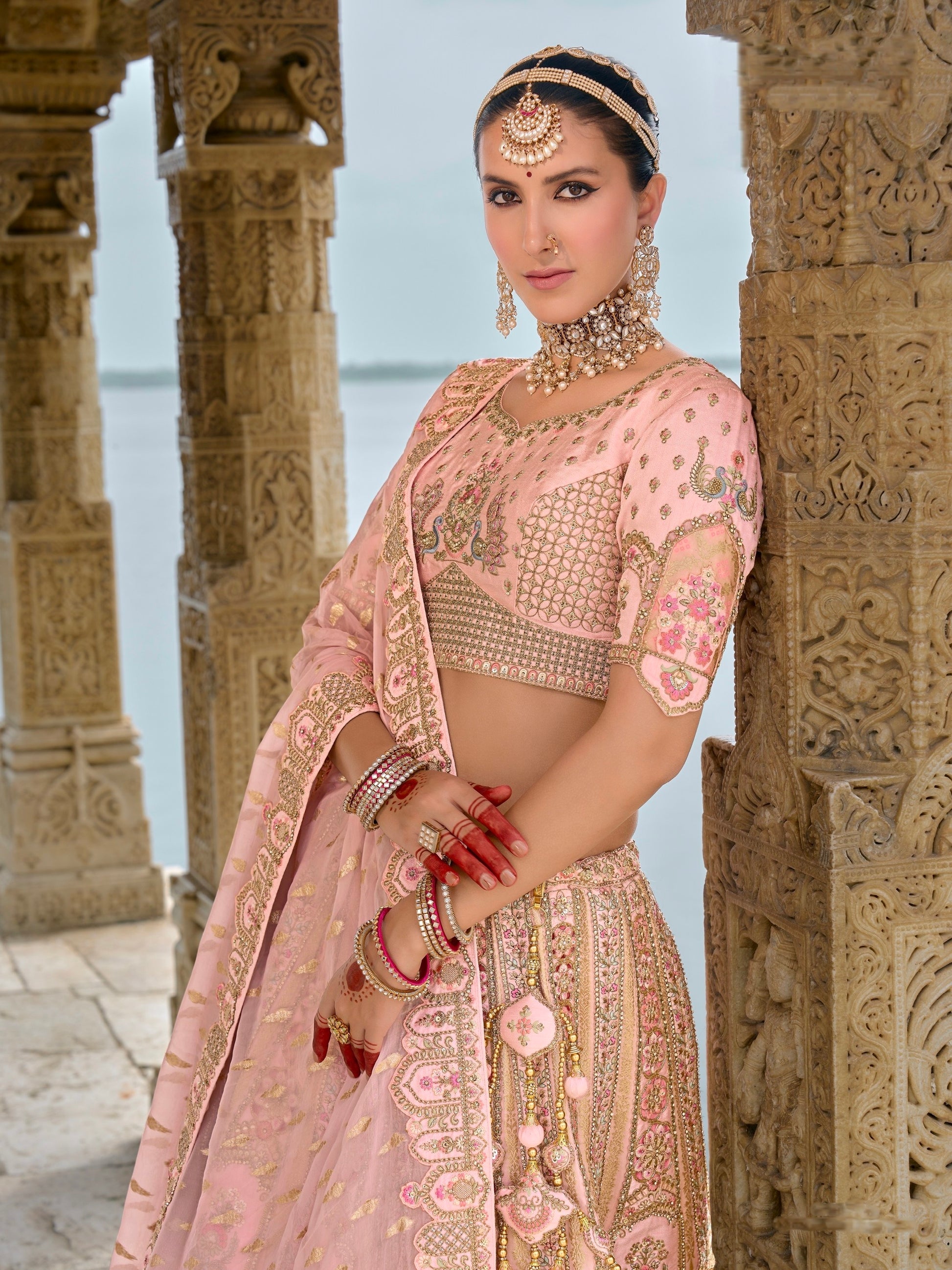 Soft Pink Embroidered Lehenga with Delicate Work