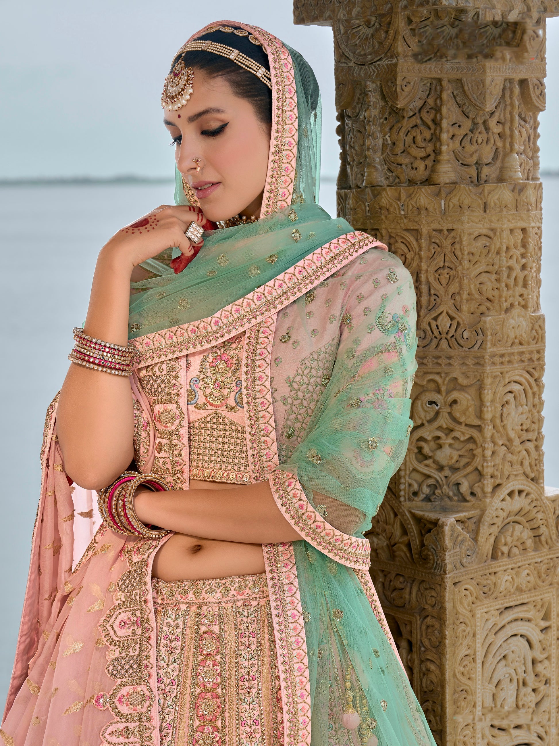 Soft Pink Embroidered Lehenga with Delicate Work