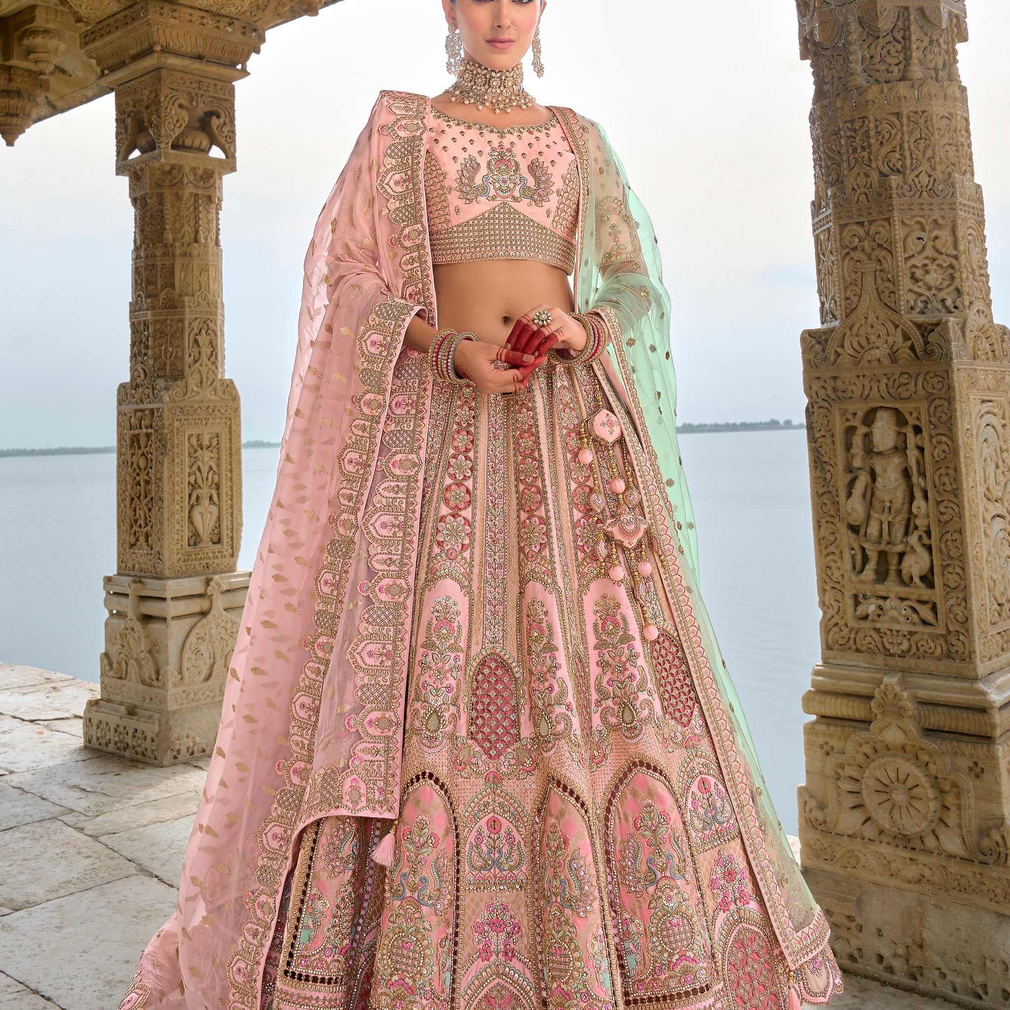 Soft Pink Embroidered Lehenga with Delicate Work