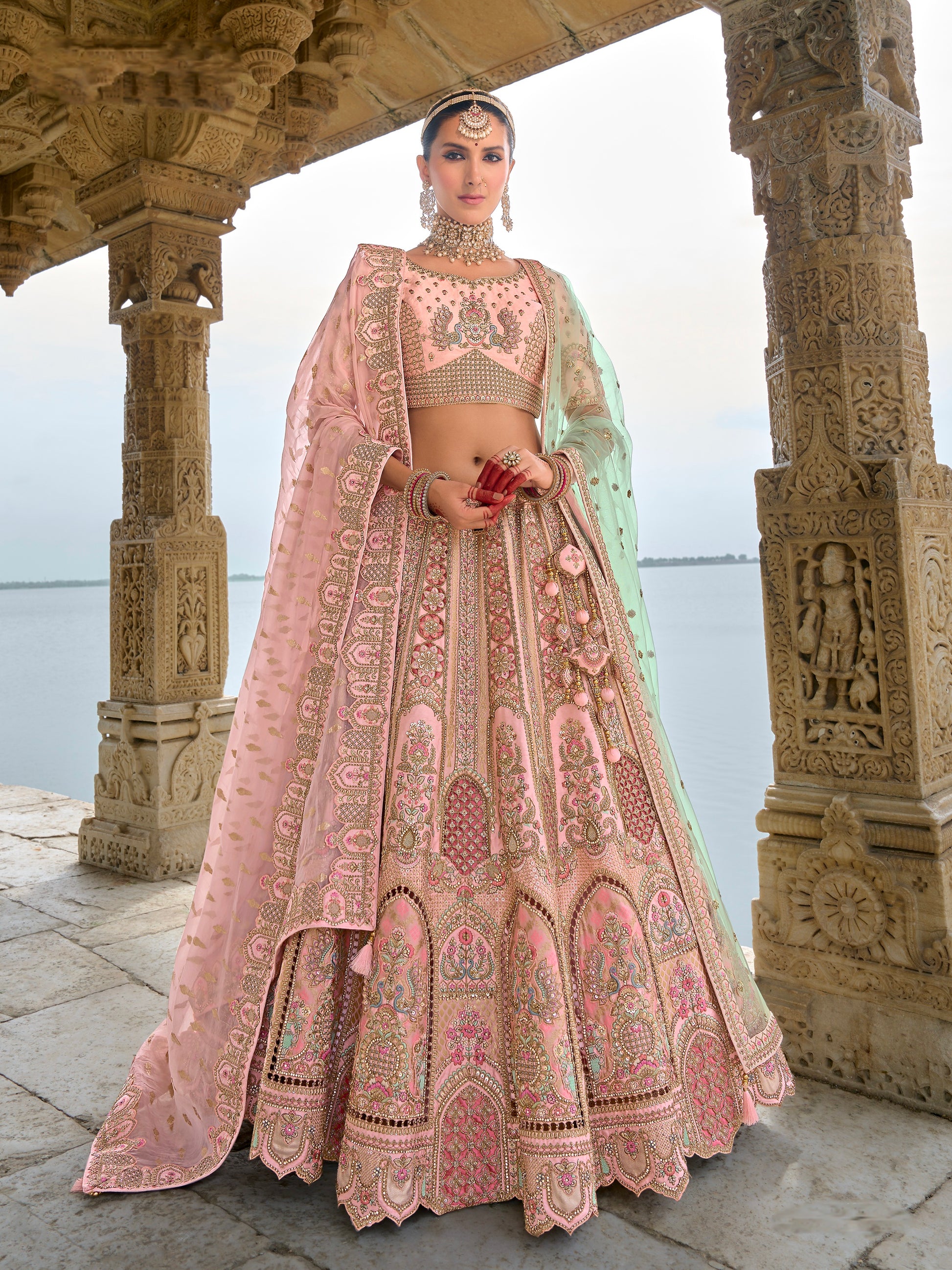 Soft Pink Embroidered Lehenga with Delicate Work