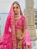 Bright Pink Lehenga with Rich Embroidery and Flared Silhouette