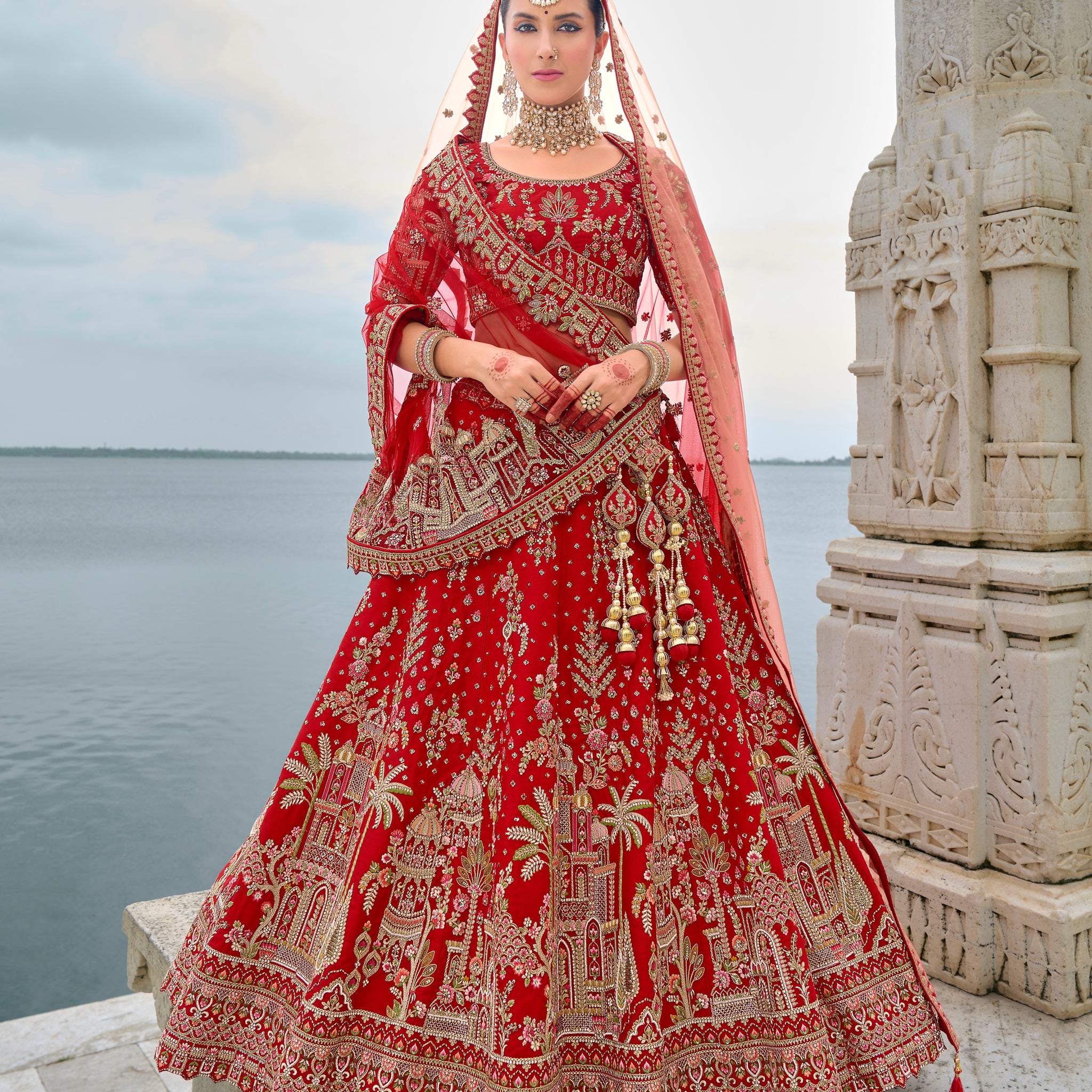 Red Bridal Lehenga with Intricate Embroidery