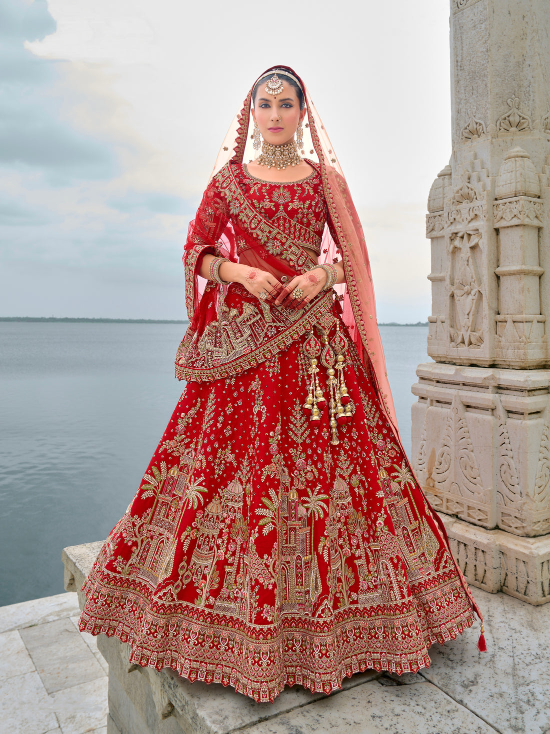 Red Bridal Lehenga with Intricate Embroidery