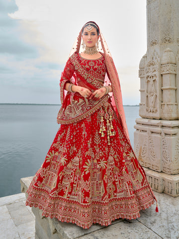 Red Bridal Lehenga with Intricate Embroidery