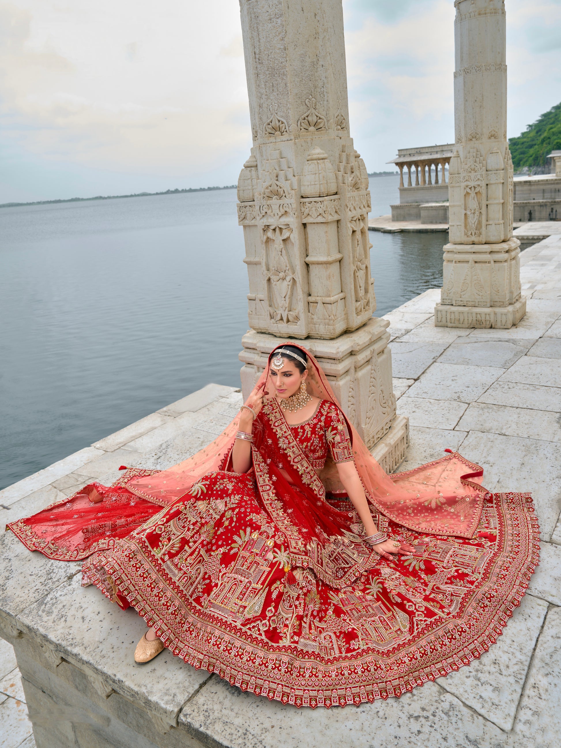 Red Bridal Lehenga with Intricate Embroidery