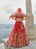 Red Bridal Lehenga with Intricate Embroidery