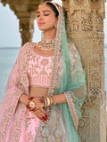 Pink Bridal Lehenga with Heavy Embroidery and Net Dupatta