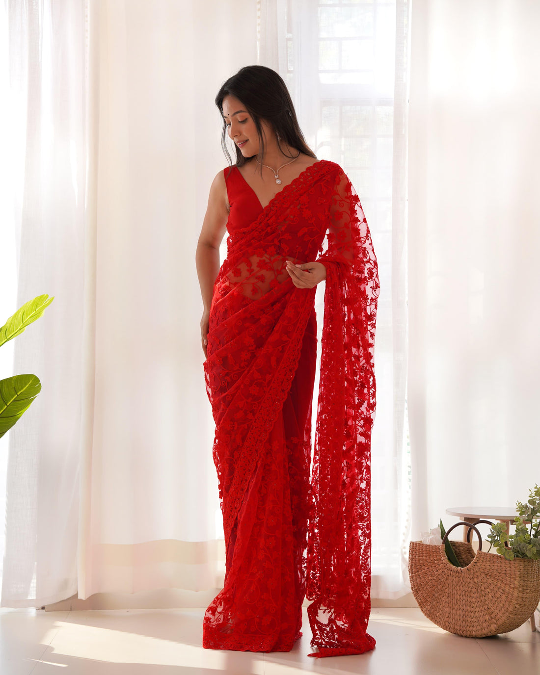 Butterfly Net Saree