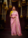 Baby Pink Banarasi Kanjivaram Saree with Sequin & Zari Work