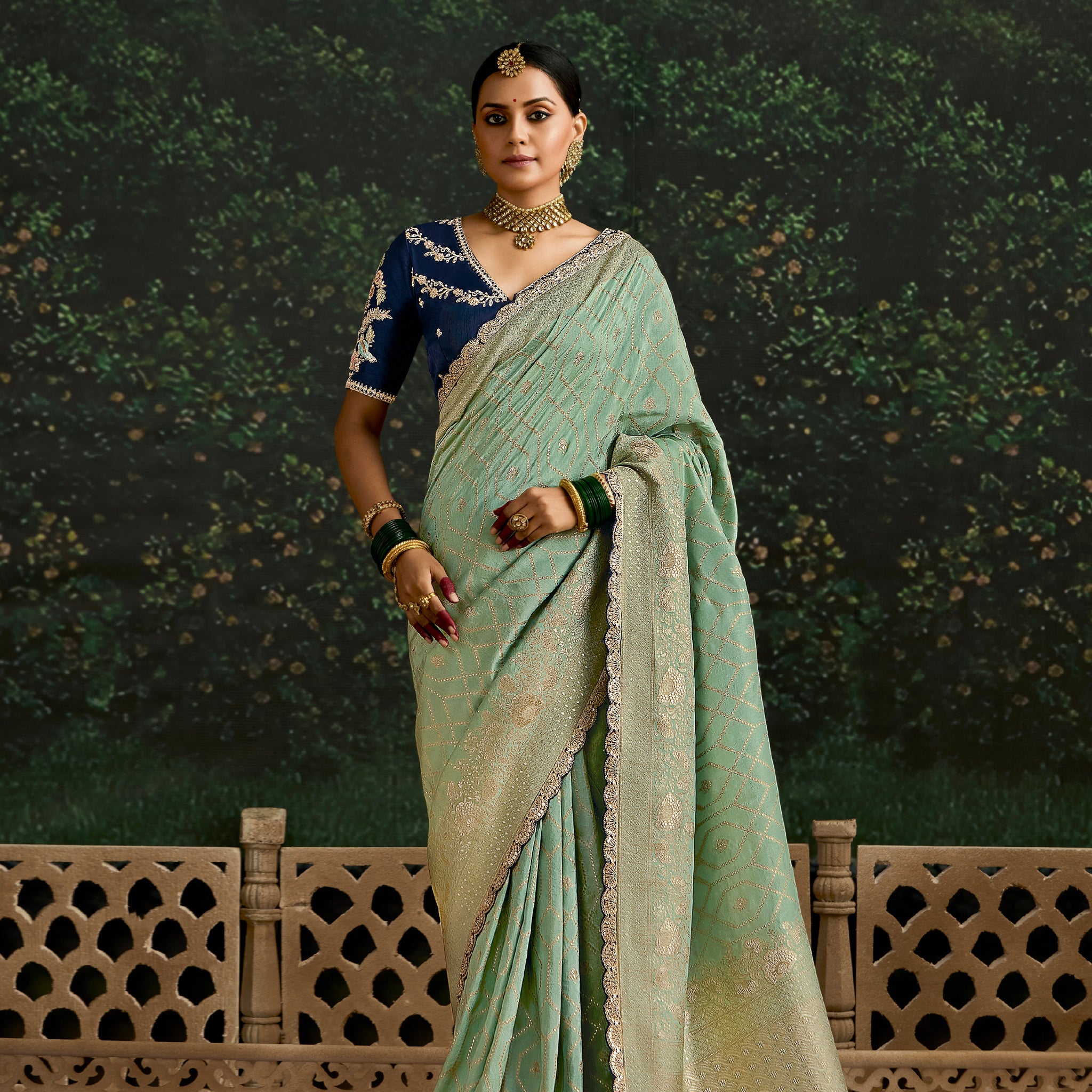 Mint Green Dola Silk Saree with Elegant Sequence Embroidery