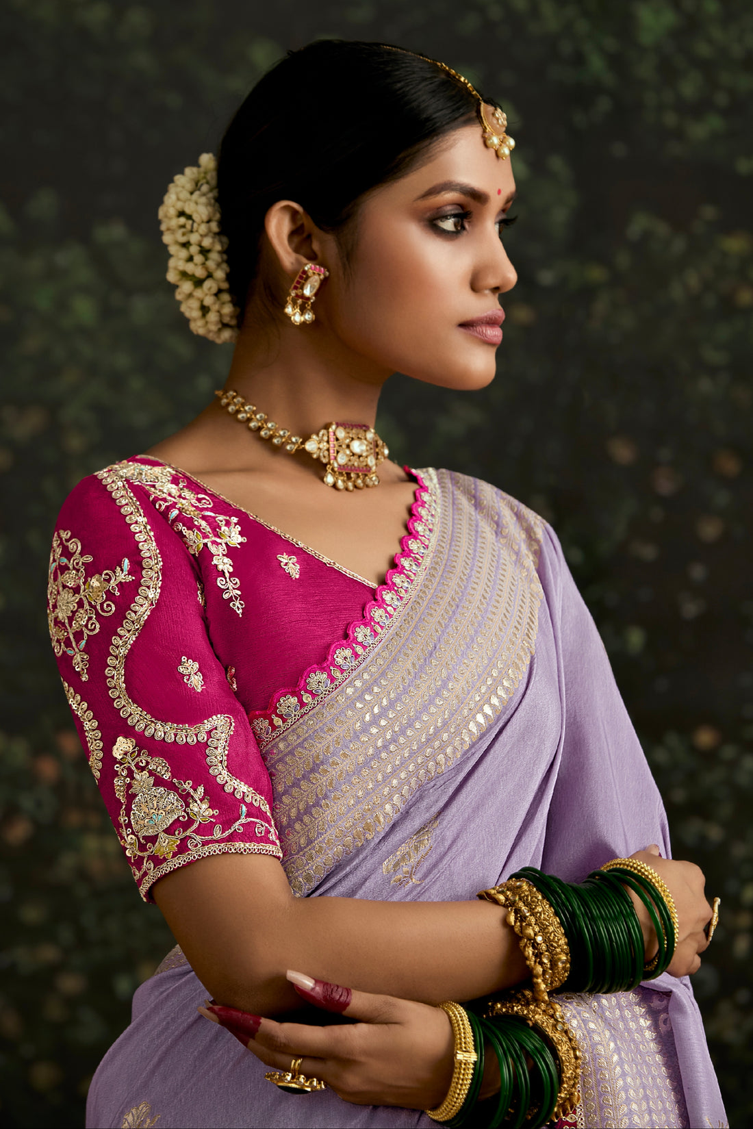 Lilac Dola Silk Saree with Intricate Sequence Work