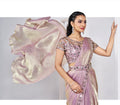 Light Lavender Ready to Wear Saree with Embroidered Designer Blouse