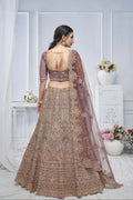 Purple Soft Net Lehenga with Paisley & Peacock Embroidery