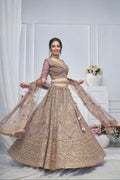 Purple Soft Net Lehenga with Paisley & Peacock Embroidery