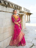 Rani Pink Satin Saree with Jari, Thread & Moti Embroidery