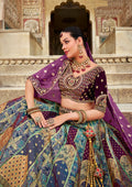 Purple Banarasi Silk Lehenga with Zarkan Embellishments