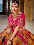 Maroon Banarasi Silk Lehenga with Gold Zarkan Embroidery